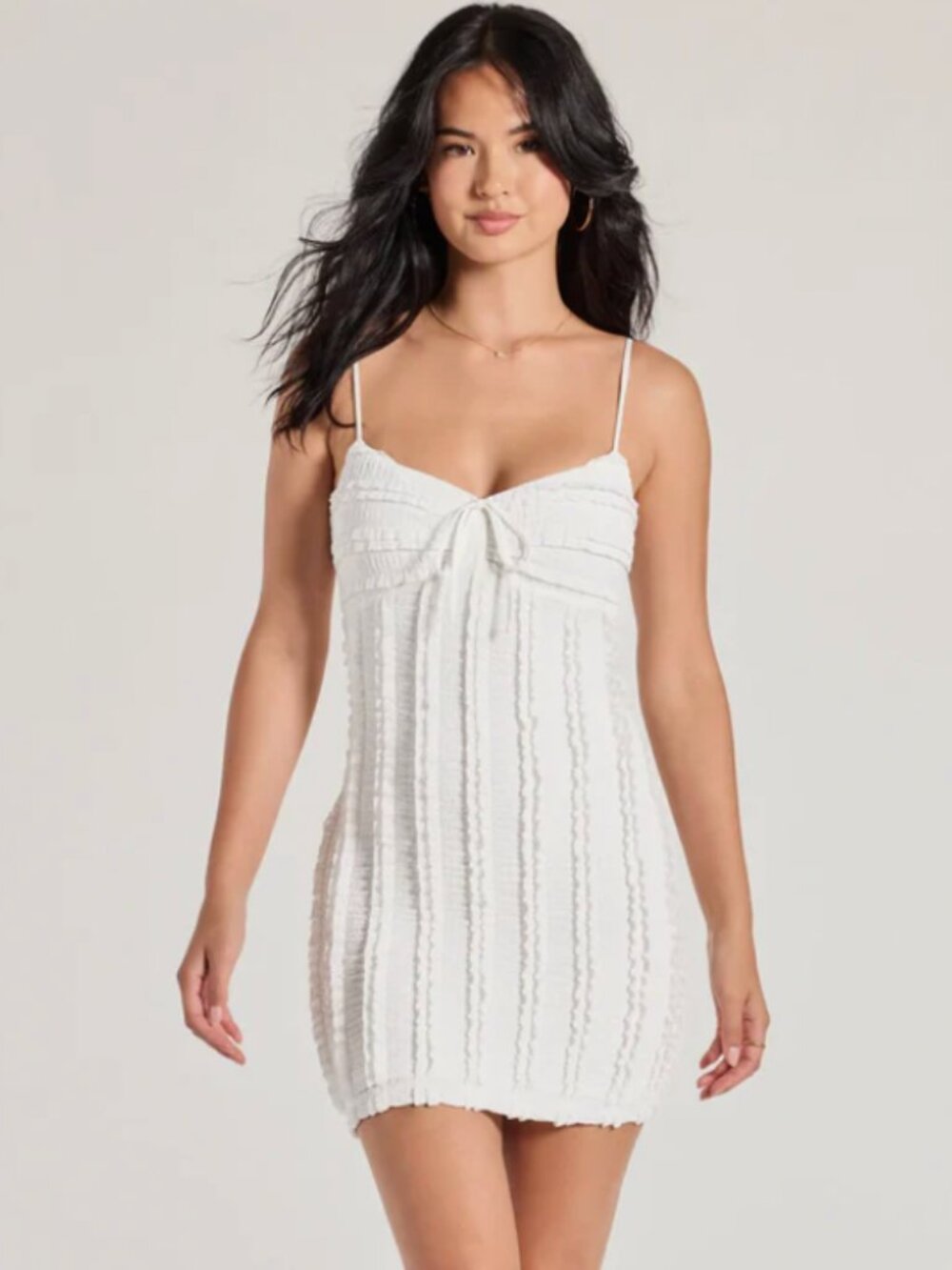 Windsor Express Your Style V-Neck Ruffle Bodycon Mini Dress White New